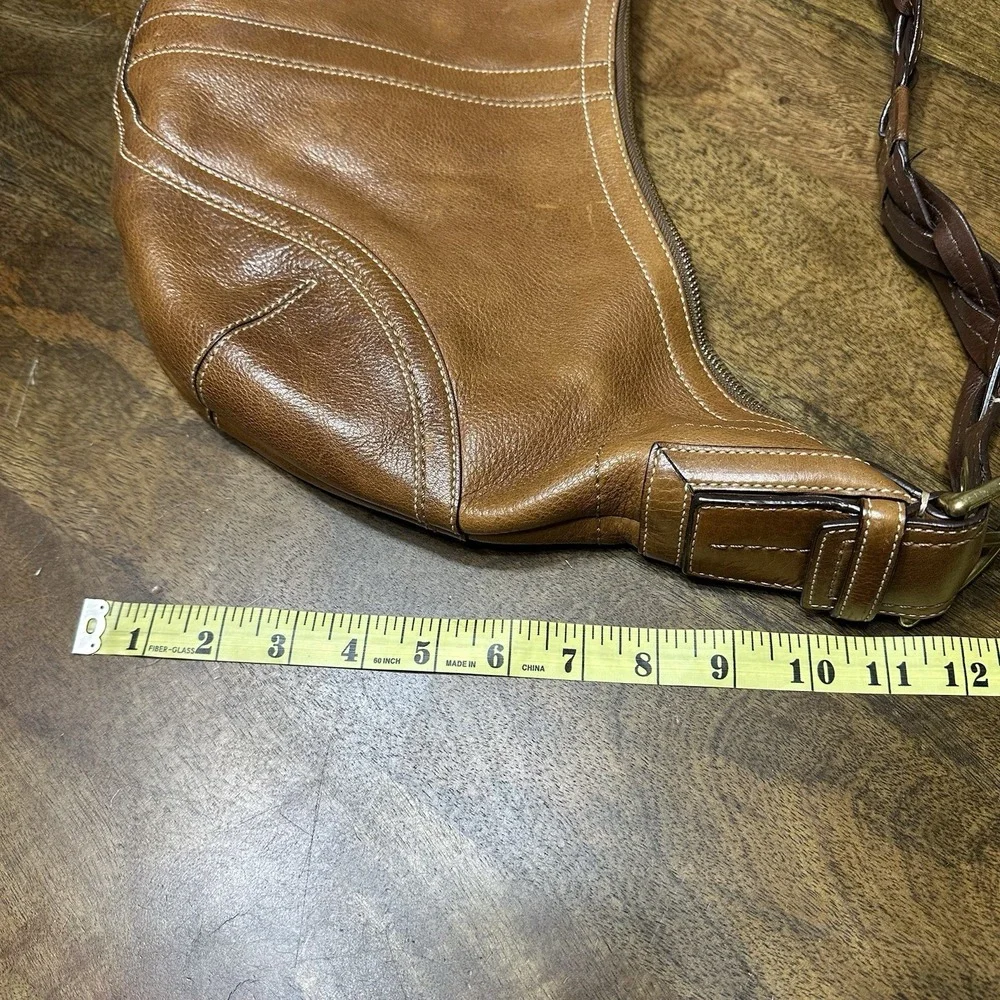 Coach Brown Leather Shoulder Bag with Braided Strap